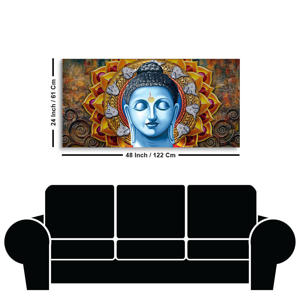 Lord Gautam Buddha Serene Face Canvas Wall Painting