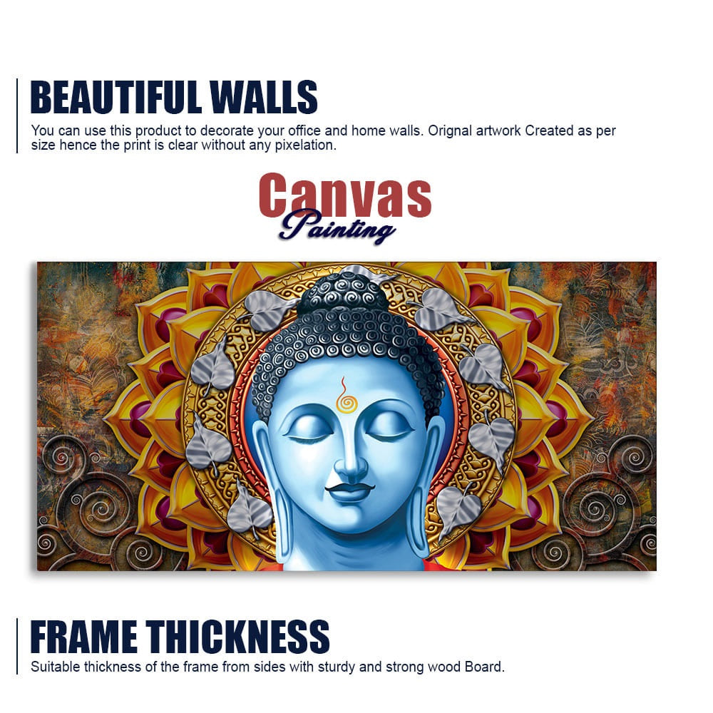 Lord Gautam Buddha Serene Face Canvas Wall Painting