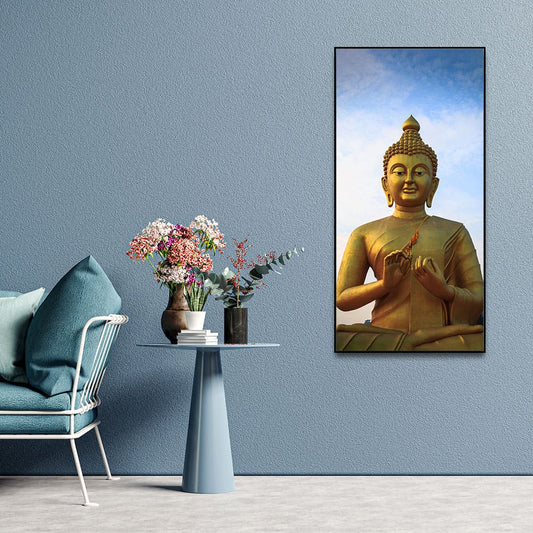 Lord Golden Buddha Meditating Premium Canvas Wall Painting