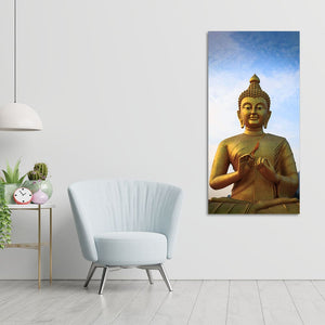 Lord Golden Buddha Meditating Premium Canvas Wall Painting