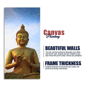 Lord Golden Buddha Meditating Premium Canvas Wall Painting