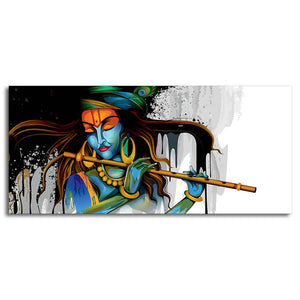 Lord Krishna Playing a Flute Canvas Wall Painting