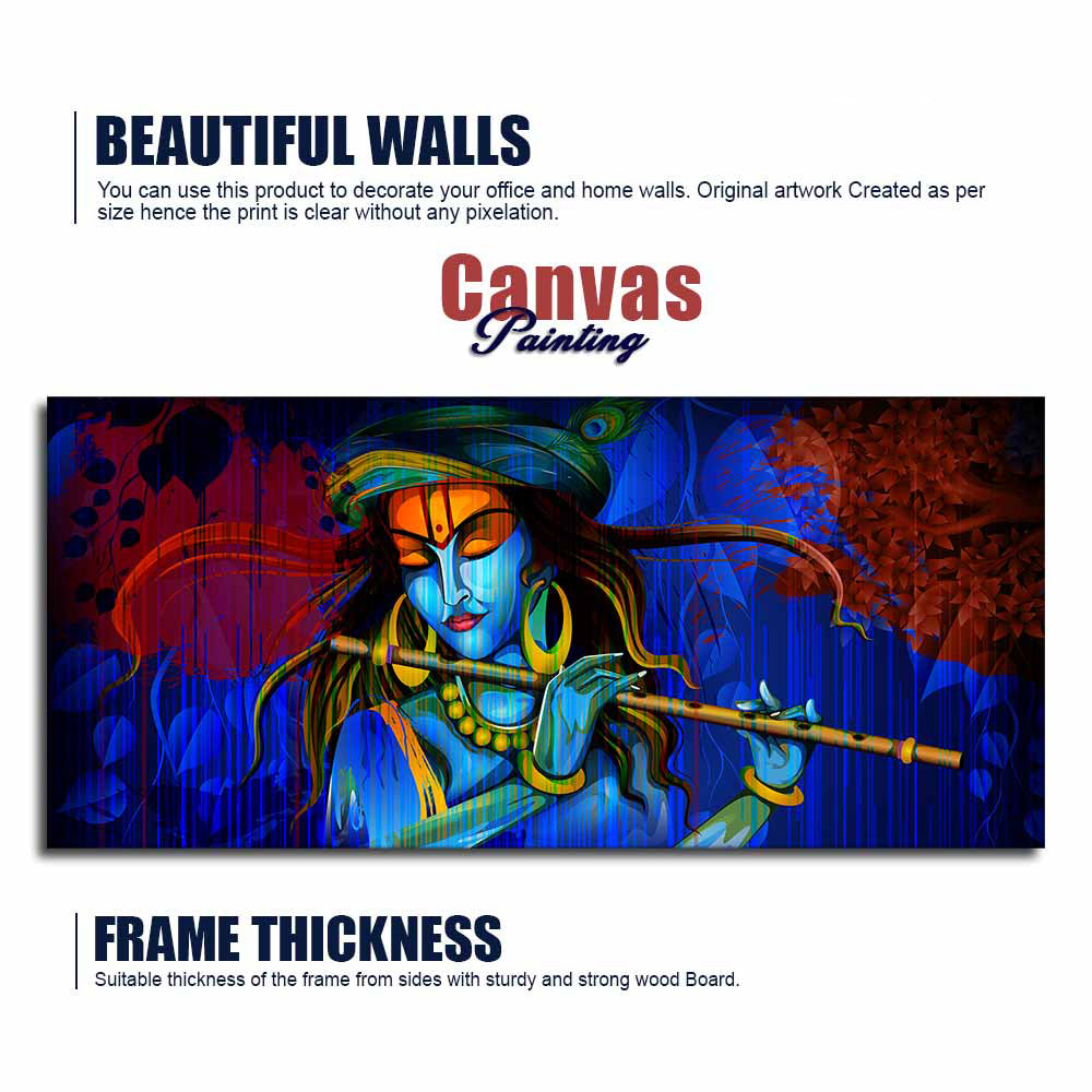 Lord Krishna playing Flute Canvas wall Painting