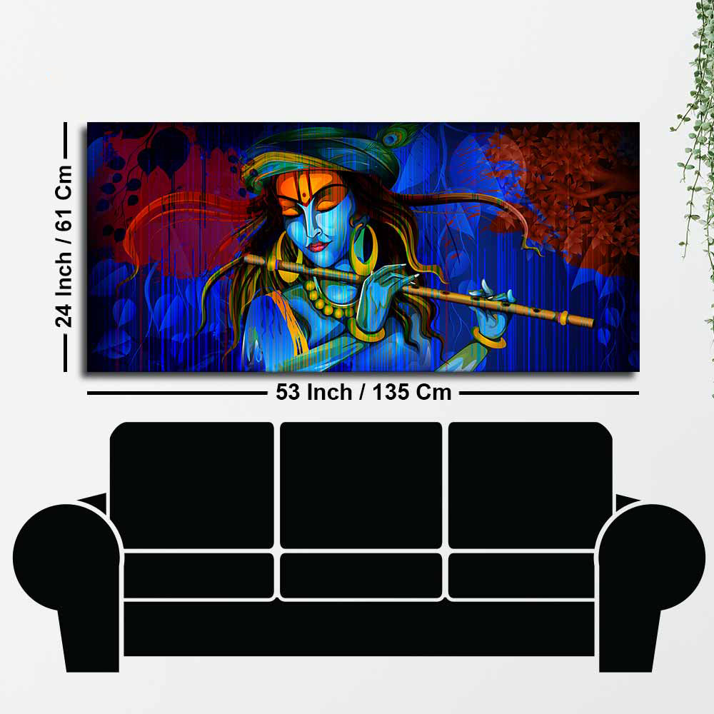 Lord Krishna playing Flute Canvas wall Painting