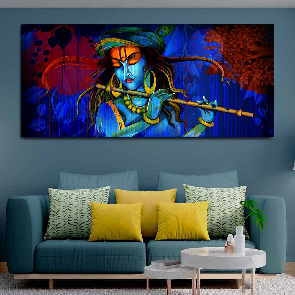 Lord Krishna playing Flute Canvas wall Painting