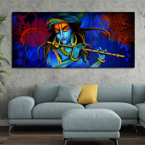 Lord Krishna playing Flute Canvas wall Painting