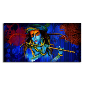 Lord Krishna Playing Flute Wall Painting