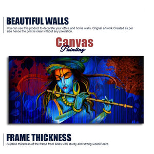 Lord Krishna Playing Flute Wall Painting