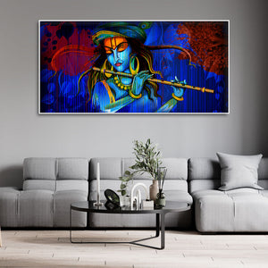 Lord Krishna Playing Flute Wall Painting