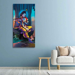 Lord Krishna With Flute Canvas Wall Painting