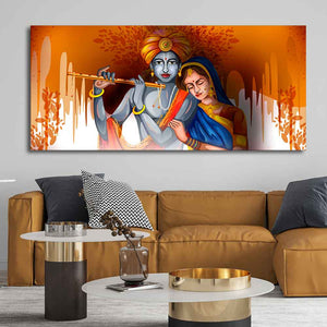 Lord Radha Krishna Beautiful Large Canvas Wall Painting