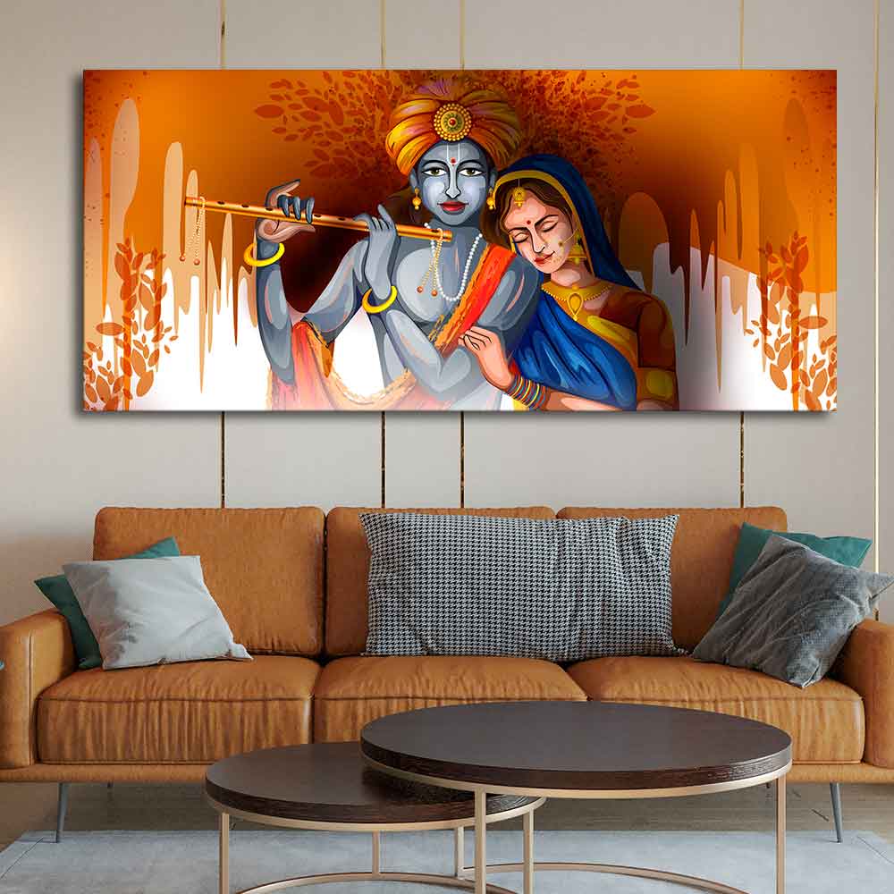 Lord Radha Krishna Beautiful Large Canvas Wall Painting