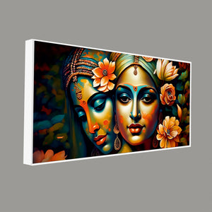 Lord Radha Krishna Face Artistic Art Canvas Wall Painting