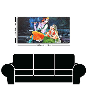 Lord Radha Krishna in Dark Forest Canvas Big Wall Painting Wall Art