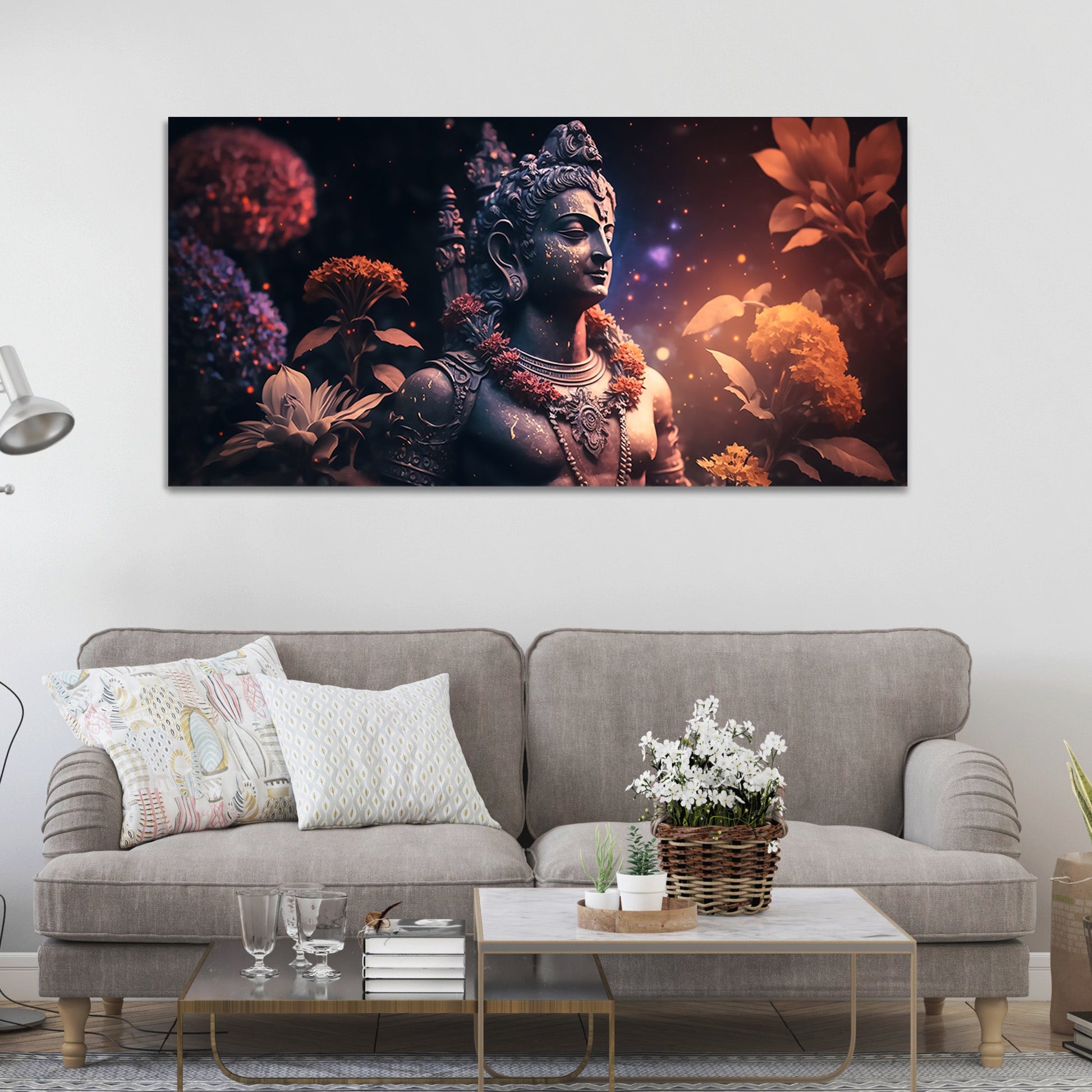 Lord Shiv Shankar Statue Premium Canvas Wall Painting