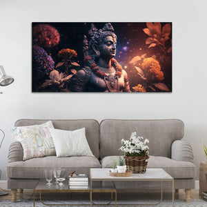 Lord Shiv Shankar Statue Premium Canvas Wall Painting