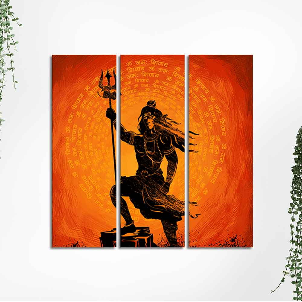 Lord Shiva with message Om Namah Shivaya Spiritual Canvas Wall Painting