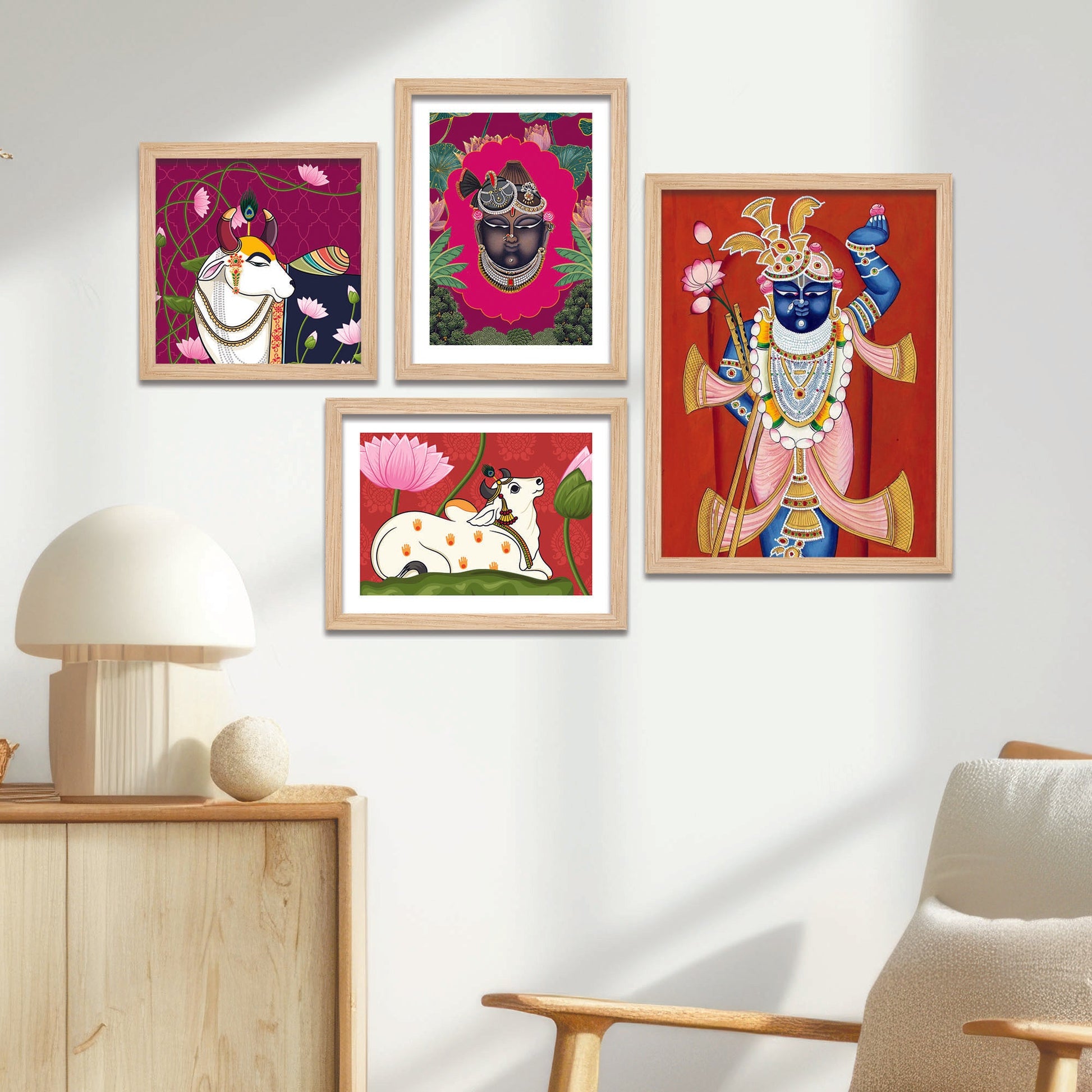 Lord Shrinathji Pichwai Wall Frame Set of Four