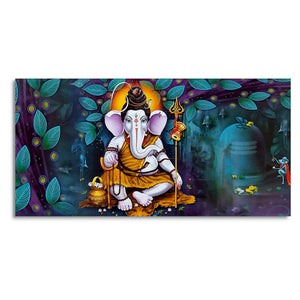 Lord Spiritual Ganesha Canvas Wall Painting