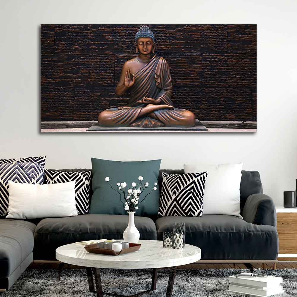 Lord Buddha Meditating Statue Canvas Wall Painting