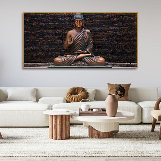 Lord Buddha Meditating Statue Canvas Wall Painting