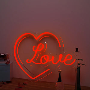 Love Text in Heart Neon LED Light