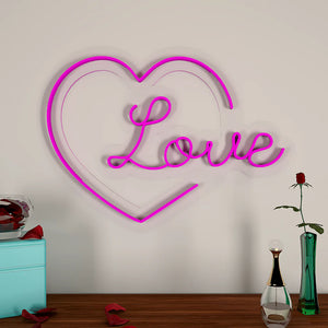 Love Text in Heart Neon LED Light