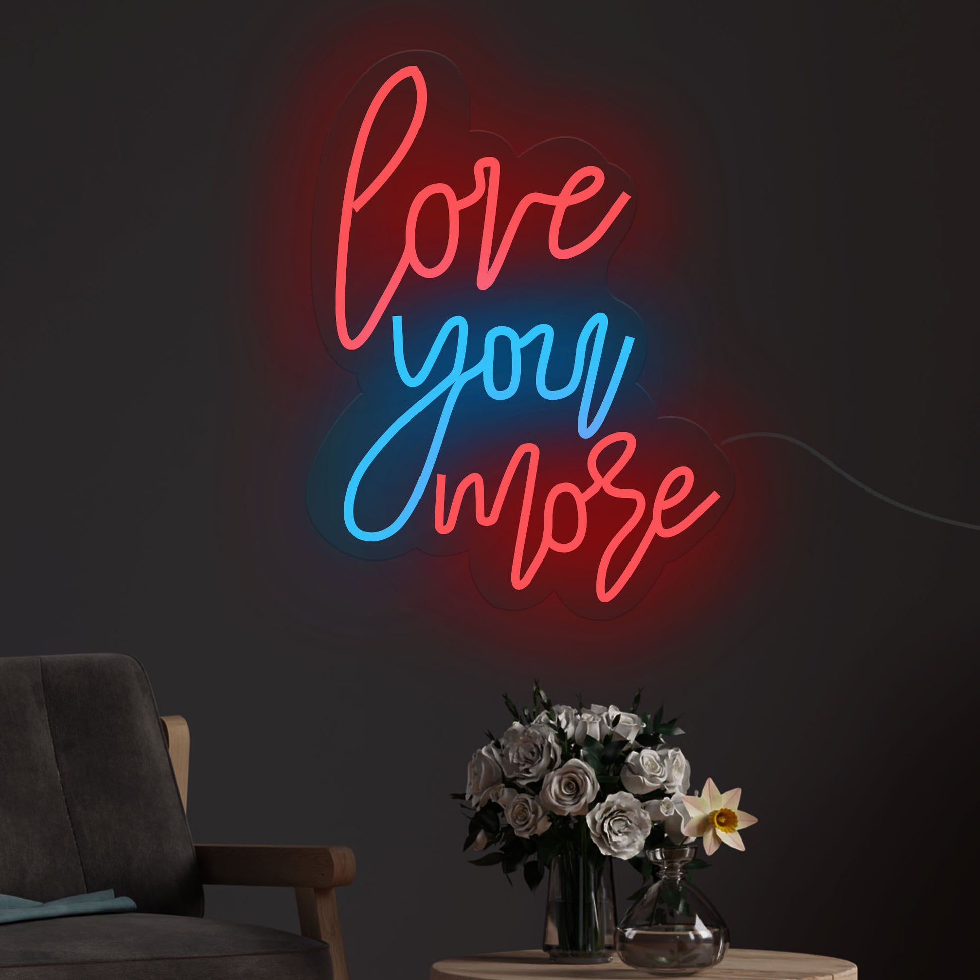 Love You More Couple Text Neon Sign LED Light