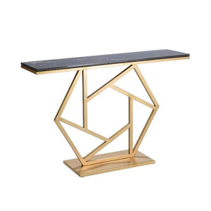 Luxurious Contemporary Console Table In Hexagonal Design with Black Marble