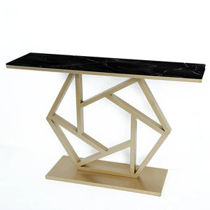 Luxurious Contemporary Console Table In Hexagonal Design with Black Marble