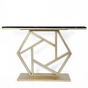 Luxurious Contemporary Console Table In Hexagonal Design with Black Marble