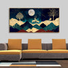 Luxurious Modern Art of Mountains and Golden Tropical leaves Canvas Wall Painting