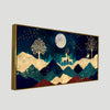 Luxurious Modern Art of Mountains and Golden Tropical leaves Canvas Wall Painting