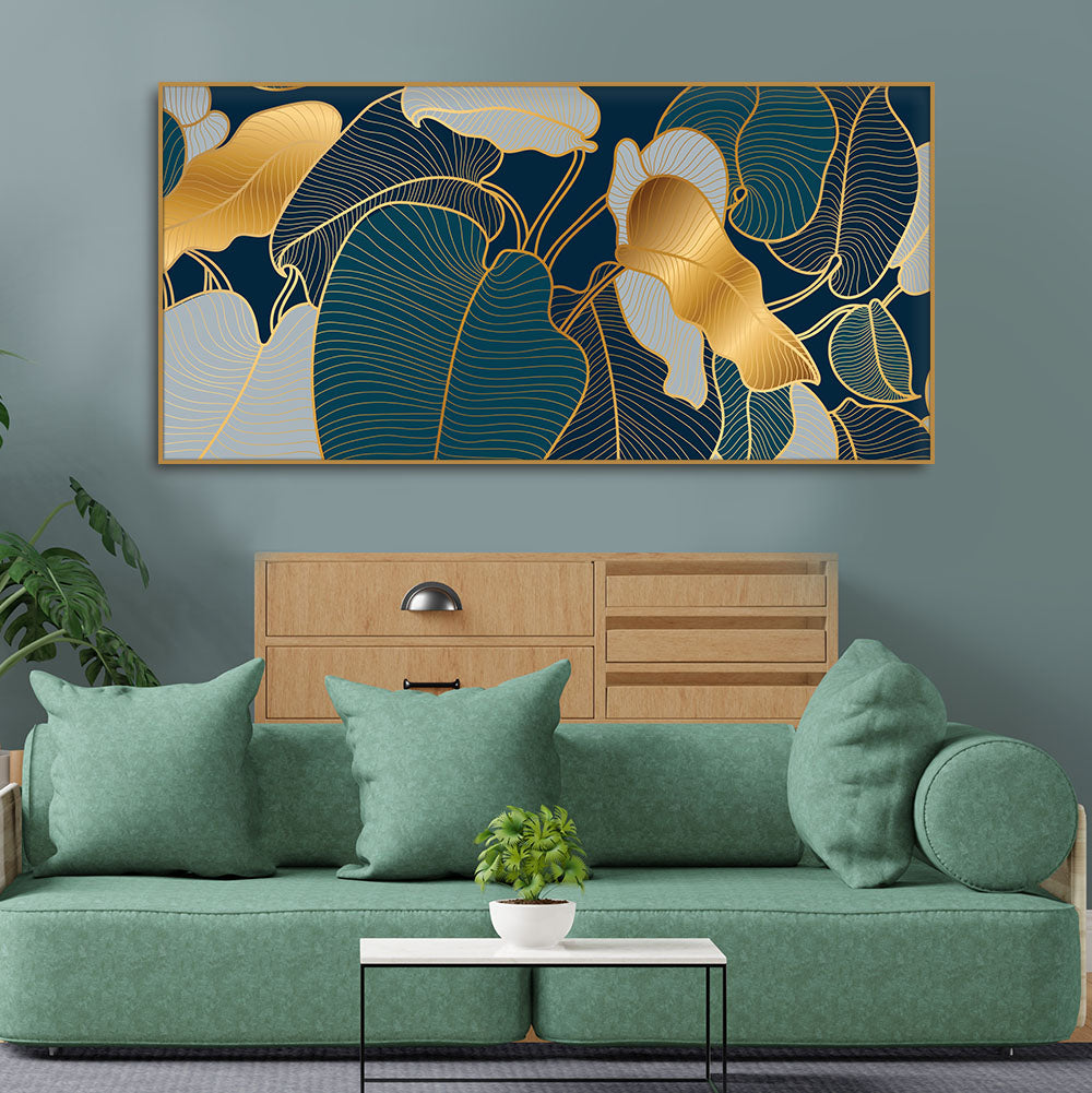 Luxury Golden Art Monstera Leaves Canvas wall Painting