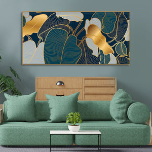 Luxury Golden Art Monstera Leaves Canvas wall Painting