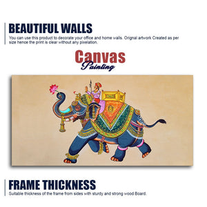 Madhubani Art Elephant Premium Canvas Wall Painting