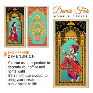 Madhubani Decorative Welcome Home Art Wooden Wall Frame Set of Three