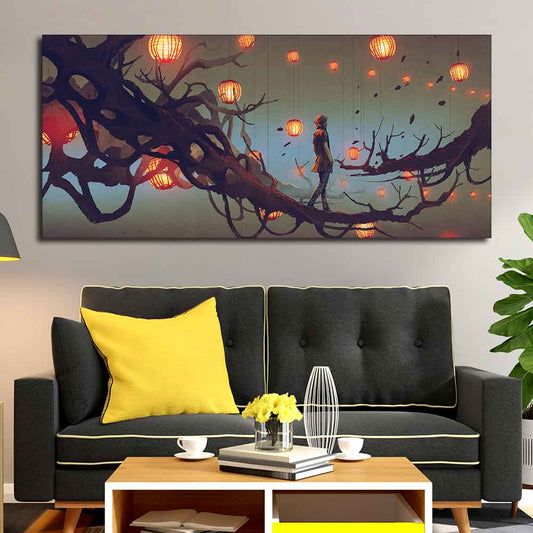 Man Walking on Tree Canvas Wall Painting