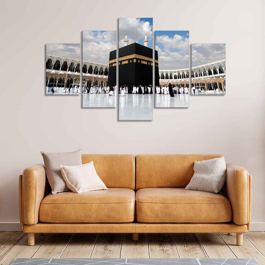 Masjid Al Haram Canvas Wall Painting of Five Pieces Set