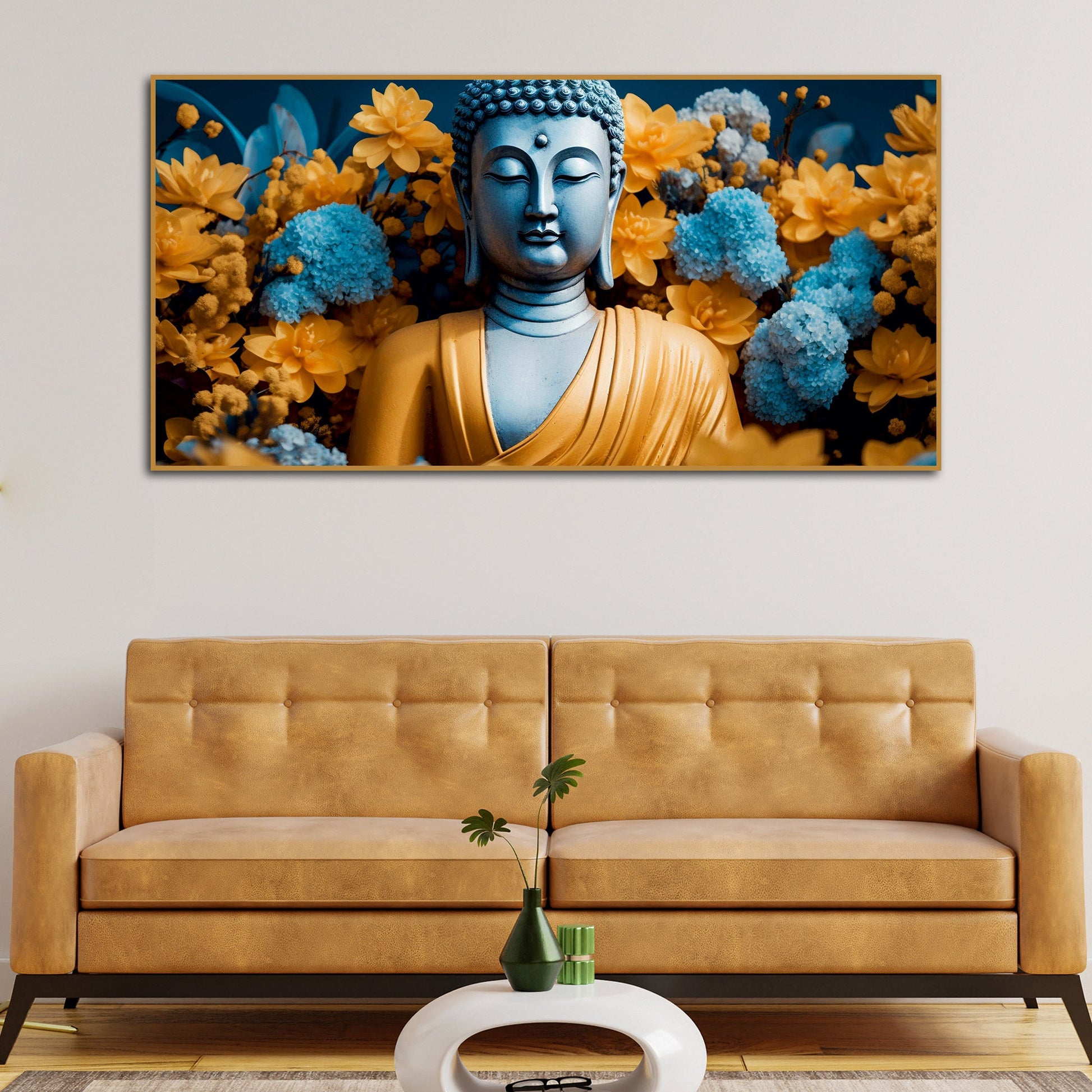 Meditating Buddha Monk Canvas Wall Painting