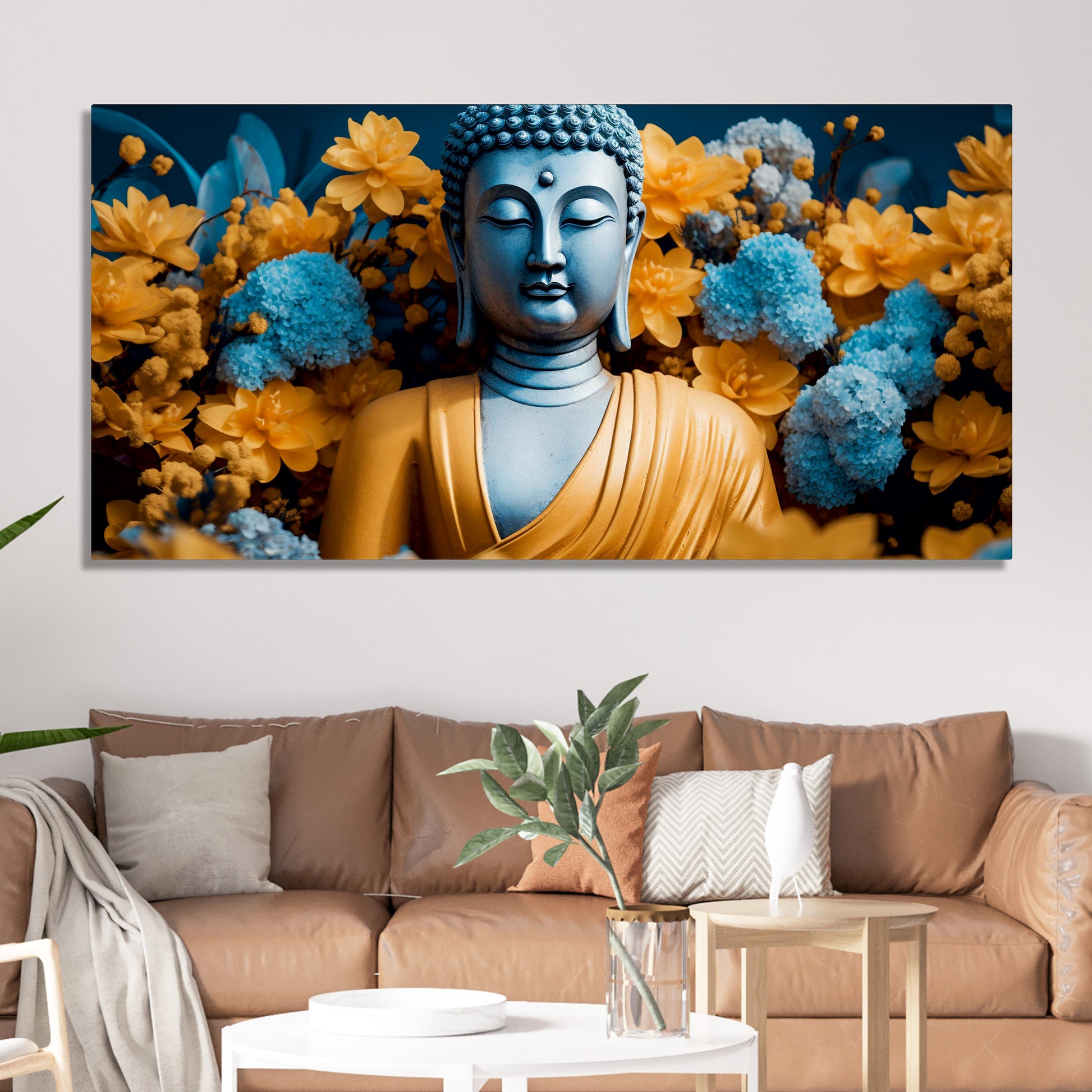 Meditating Buddha Monk Canvas Wall Painting