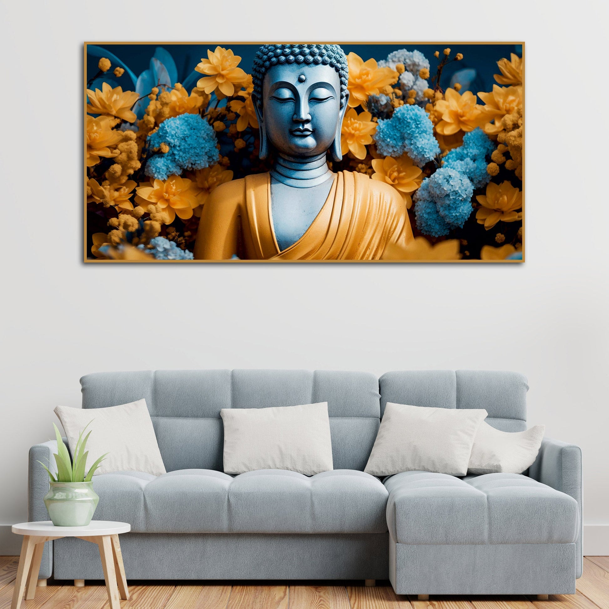 Meditating Buddha Monk Canvas Wall Painting