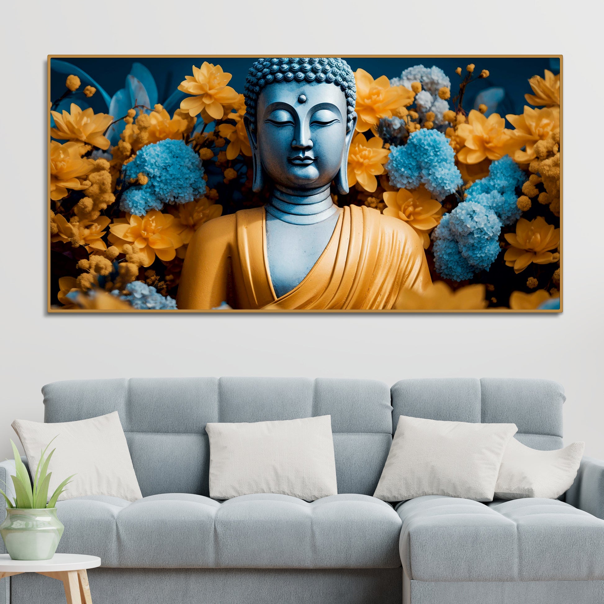 Meditating Buddha Monk Canvas Wall Painting