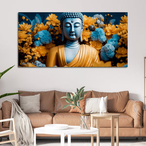 Meditating Buddha Monk Canvas Wall Painting