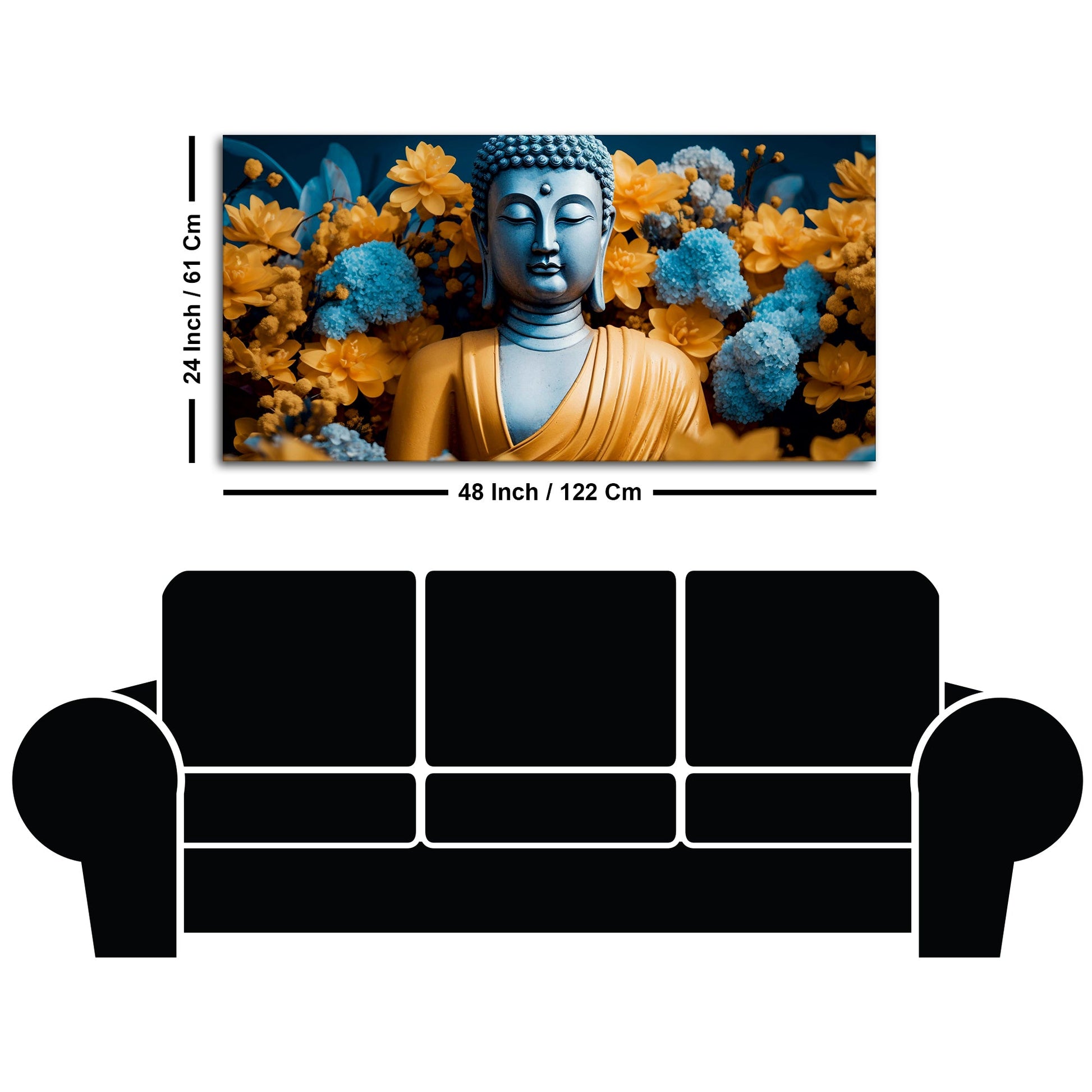 Meditating Buddha Monk Canvas Wall Painting