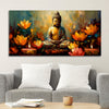 Meditating Buddha Statue with Lotus Flower Canvas Wall Painting