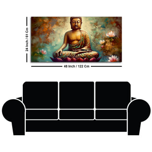 Meditating Gautam Buddha Statue Canvas Wall Painiting