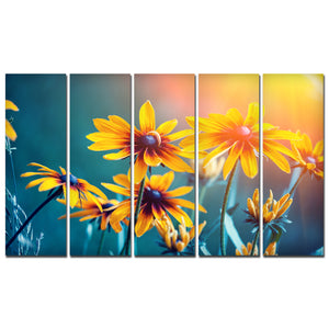 Mexican Sunflower Canvas Wall Painting Set of Five