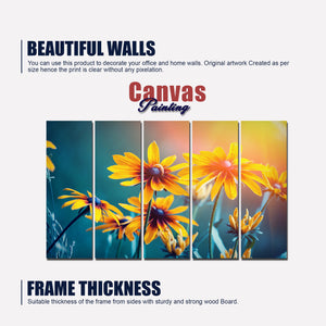 Mexican Sunflower Canvas Wall Painting Set of Five