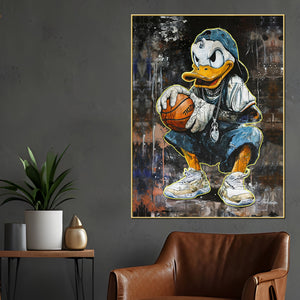 Micheal Donald On Basket Court Cotton Canvas Wall Painting